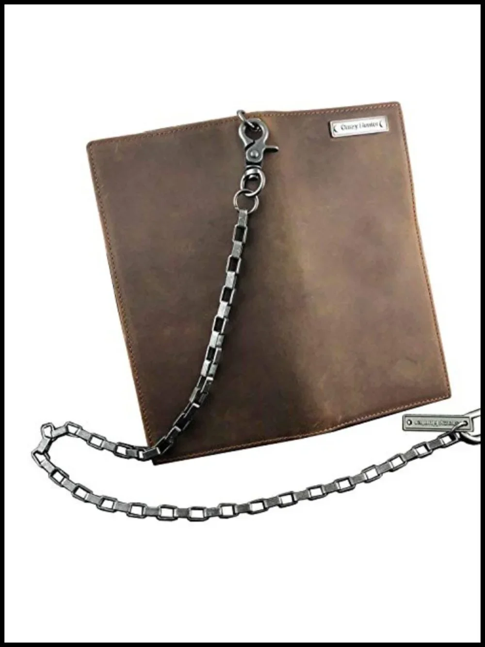 Men's Biker Crazy Horse Leather Long Chain Wallet Multi-card Coin Wallet Purse